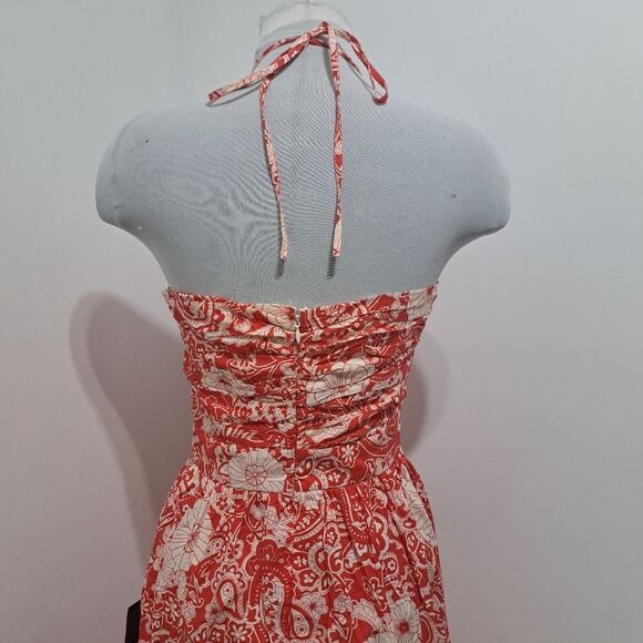 Lulu's If You Breeze Floral Paisley Print Halter Boho Maxi Dress Medium Red NWT - Picture 14 of 14